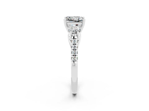White gold Three-Stone Princess Cut Moissanite Pavé Band with Four-Prong Setting_2