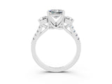 White gold Three-Stone Princess Cut Moissanite Pavé Band with Four-Prong Setting_3