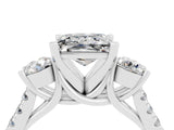 White gold Three-Stone Princess Cut Moissanite Pavé Band with Four-Prong Setting_4