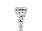 White gold Three-Stone Princess Cut Moissanite Pavé Band with Four-Prong Setting_5