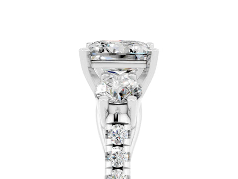 White gold Three-Stone Princess Cut Moissanite Pavé Band with Four-Prong Setting_5