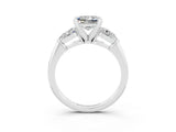 White gold Three-Stone Princess Cut Moissanite Ring with Pear Side Stones and Four-Prong Setting_22