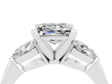 White gold Three-Stone Princess Cut Moissanite Ring with Pear Side Stones and Four-Prong Setting_23