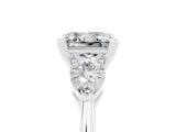 White gold Three-Stone Princess Cut Moissanite Ring with Pear Side Stones and Four-Prong Setting_24