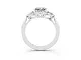 White gold Three-Stone Princess Cut Moissanite Ring with Pear  Side Stones in Four-Prong Setting_15