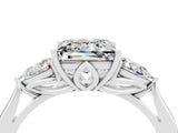 White gold Three-Stone Princess Cut Moissanite Ring with Pear  Side Stones in Four-Prong Setting_16