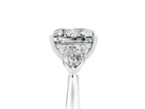 White gold Three-Stone Princess Cut Moissanite Ring with Pear  Side Stones in Four-Prong Setting_17
