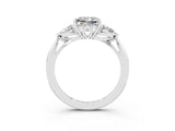 White gold Three-Stone Princess Cut Moissanite Ring with Pear  Side Stones in Four-Prong Setting_51