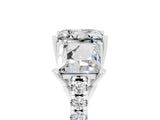 White gold Three-Stone Princess Cut Moissanite Ring with Round  Pavé Band and Prong Setting_17