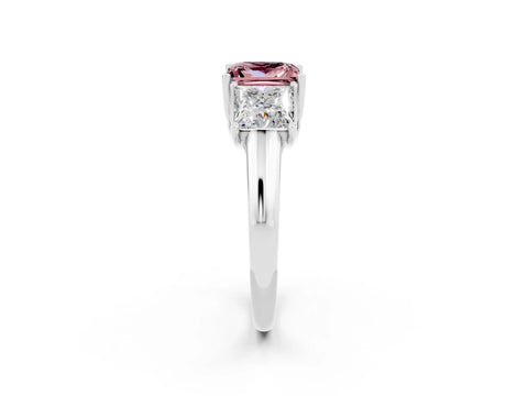 White gold Three-Stone Princess Cut Morganite Engagement Ring with Prong Setting_2