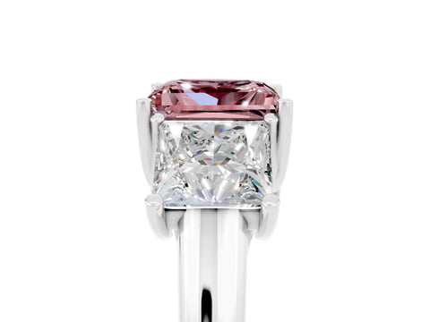 White gold Three-Stone Princess Cut Morganite Engagement Ring with Prong Setting_5