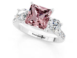 White gold Three-Stone Princess Cut Morganite Pavé Band with Four-Prong Setting_1