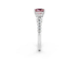 White gold Three-Stone Princess Cut Morganite Pavé Band with Four-Prong Setting_2