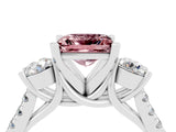 White gold Three-Stone Princess Cut Morganite Pavé Band with Four-Prong Setting_4
