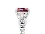 White gold Three-Stone Princess Cut Morganite Pavé Band with Four-Prong Setting_5