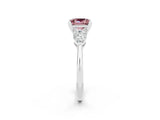 White gold Three-Stone Princess Cut Morganite Ring with Pear Side Stones and Four-Prong Setting_14