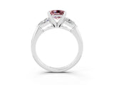 White gold Three-Stone Princess Cut Morganite Ring with Pear Side Stones and Four-Prong Setting_15