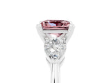 White gold Three-Stone Princess Cut Morganite Ring with Pear Side Stones and Four-Prong Setting_17