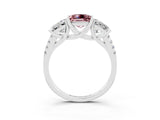 White gold Three-Stone Princess Cut Morganite Ring with Round  Pavé Band and Prong Setting_27