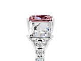 White gold Three-Stone Princess Cut Morganite Ring with Round  Pavé Band and Prong Setting_29