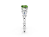 White gold Three-Stone Princess Cut Peridot Braided Band Ring with Four-Prong Setting_14