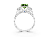 White gold Three-Stone Princess Cut Peridot Braided Band Ring with Four-Prong Setting_15