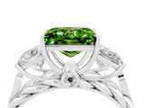 White gold Three-Stone Princess Cut Peridot Braided Band Ring with Four-Prong Setting_16