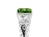 White gold Three-Stone Princess Cut Peridot Braided Band Ring with Four-Prong Setting_17