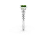White gold Three-Stone Princess Cut Peridot Pavé Band with Four-Prong Setting_2