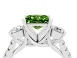 White gold Three-Stone Princess Cut Peridot Pavé Band with Four-Prong Setting_4