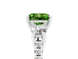 White gold Three-Stone Princess Cut Peridot Pavé Band with Four-Prong Setting_5