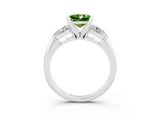 White gold Three-Stone Princess Cut Peridot Ring with Pear Side Stones and Four-Prong Setting_3