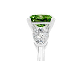 White gold Three-Stone Princess Cut Peridot Ring with Pear Side Stones and Four-Prong Setting_5