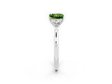 White gold Three-Stone Princess Cut Peridot Ring with Pear  Side Stones in Four-Prong Setting_14