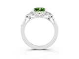 White gold Three-Stone Princess Cut Peridot Ring with Pear  Side Stones in Four-Prong Setting_15