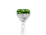 White gold Three-Stone Princess Cut Peridot Ring with Pear  Side Stones in Four-Prong Setting_17