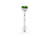 White gold Three-Stone Princess Cut Peridot Ring with Pear  Side Stones in Four-Prong Setting_50