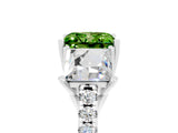 White gold Three-Stone Princess Cut Peridot Ring with Round  Pavé Band and Prong Setting_17