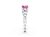White gold Three-Stone Princess Cut Pink Sapphire Braided Band Ring with Four-Prong Setting_38