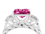 White gold Three-Stone Princess Cut Pink Sapphire Braided Band Ring with Four-Prong Setting_40