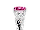 White gold Three-Stone Princess Cut Pink Sapphire Braided Band Ring with Four-Prong Setting_41