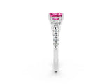 White gold Three-Stone Princess Cut Pink Sapphire Pavé Band with Four-Prong Setting_26