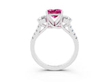 White gold Three-Stone Princess Cut Pink Sapphire Pavé Band with Four-Prong Setting_27