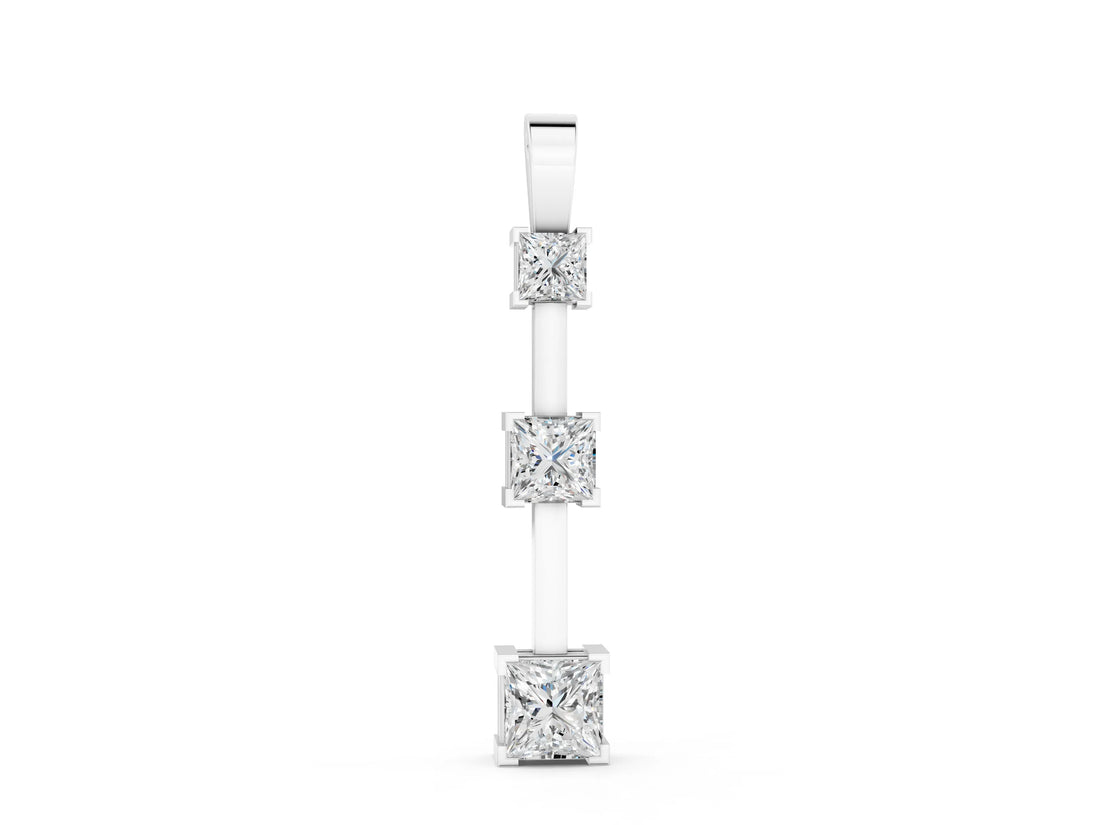 White gold Three-Stone Princess Cut Prong Set Pendant_3