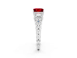 White gold Three-Stone Princess Cut Ruby Braided Band Ring with Four-Prong Setting_32