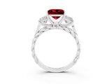White gold Three-Stone Princess Cut Ruby Braided Band Ring with Four-Prong Setting_33