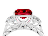 White gold Three-Stone Princess Cut Ruby Braided Band Ring with Four-Prong Setting_34