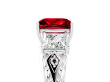 White gold Three-Stone Princess Cut Ruby Braided Band Ring with Four-Prong Setting_35