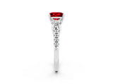 White gold Three-Stone Princess Cut Ruby Pavé Band with Four-Prong Setting_2