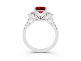 White gold Three-Stone Princess Cut Ruby Pavé Band with Four-Prong Setting_3